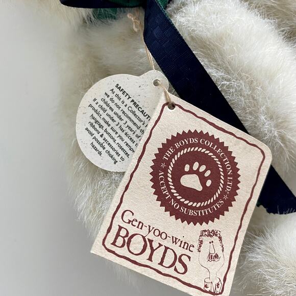 Boyds Collection 2001 Happy Birthday Bear Plush Off White w/Red Party Hat - Picture 3 of 9